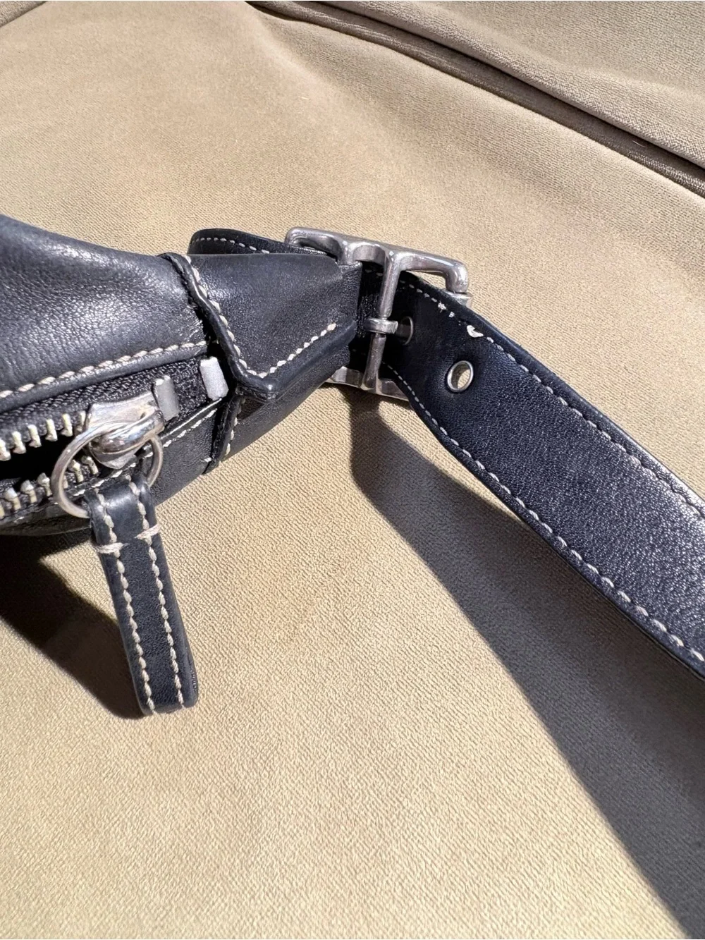 COACH Medium Hobo Leather Shoulder Crossbody Bag in Black with Silver Hardware